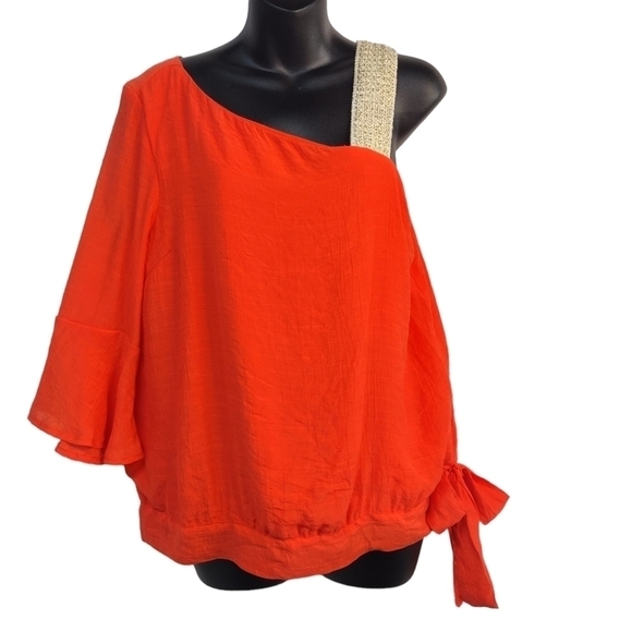 Thalia Sodi Tops - Thalia Sodi Women's Coral Red One shoulder/Cold Shoulder Top Size S NWT